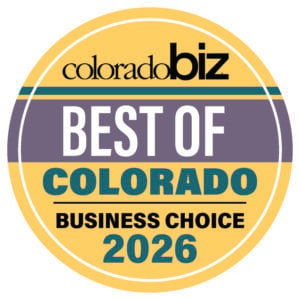 "ColoradoBiz Best of Colorado Business Choice 2026" text on yellow circle