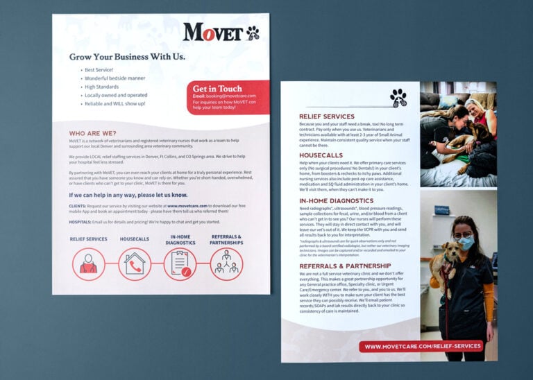 MoVet single-page brochure