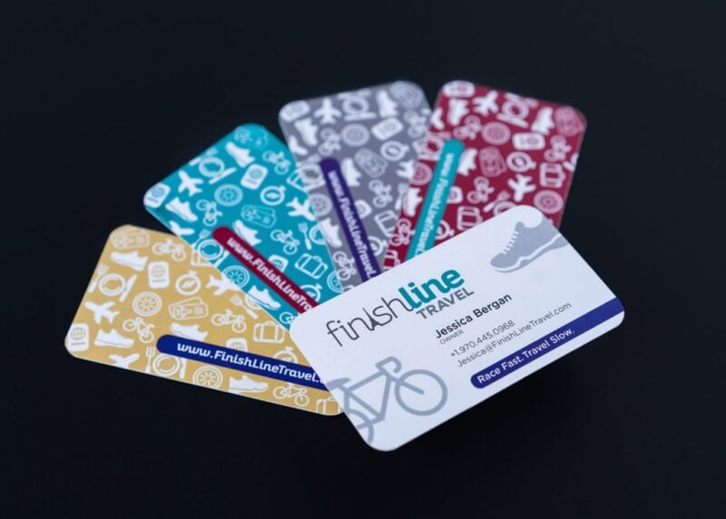 Business card design for Finish Line Travel