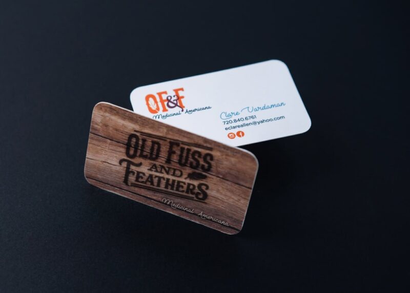 Old Fuss & Feathers business card