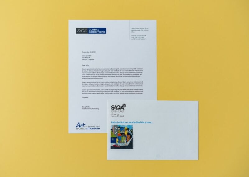 SAQA letterhead and envelope