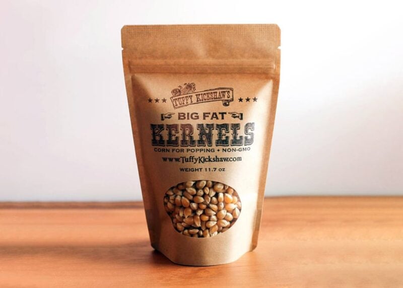 TuffyKickshaw Popcorn packaging