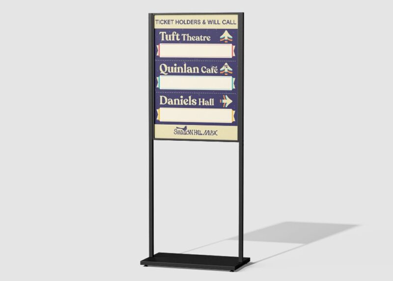 Interior signage for Swallow Hill Music