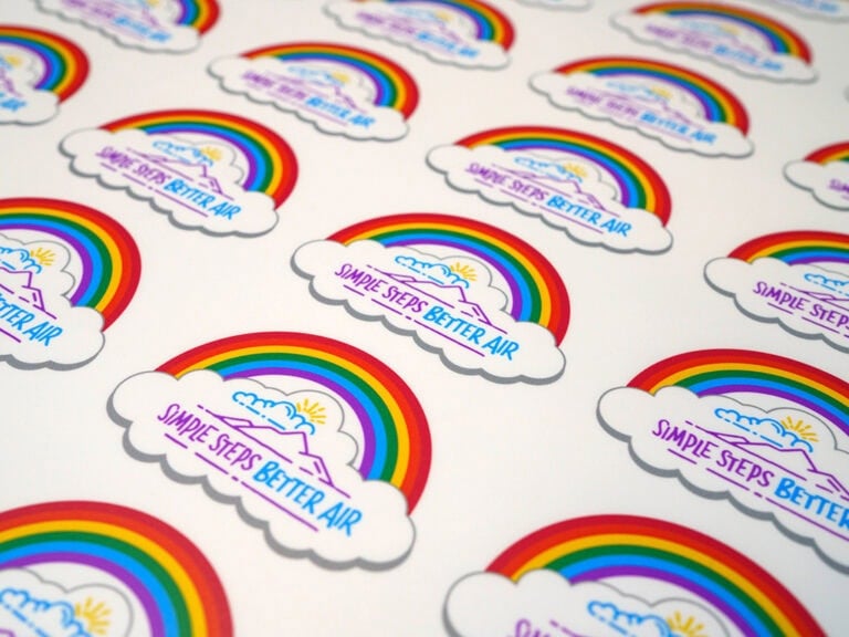 Custom die-cut stickers for the Denver Regional Air Quality Council