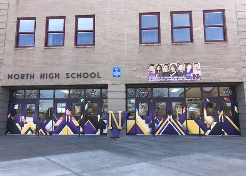 Window graphics for North High School