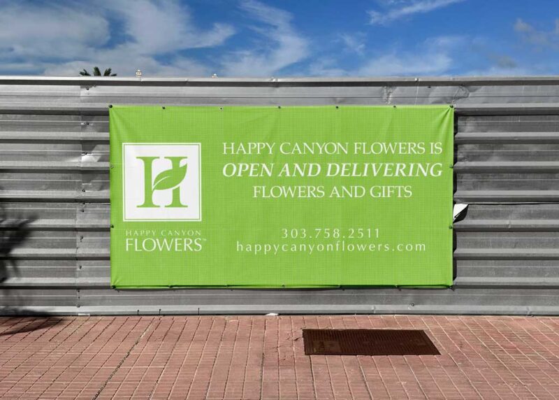 Happy Canyon Flowers fence banner