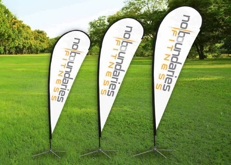 Feather flags for No Boundaries Fitness