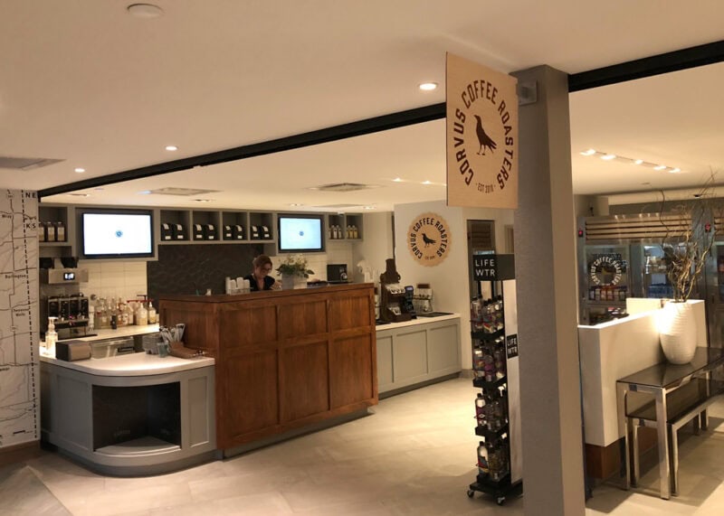 Store signage for Corvus Coffee