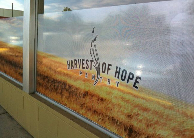 Window graphics for Harvest of Hope Pantry