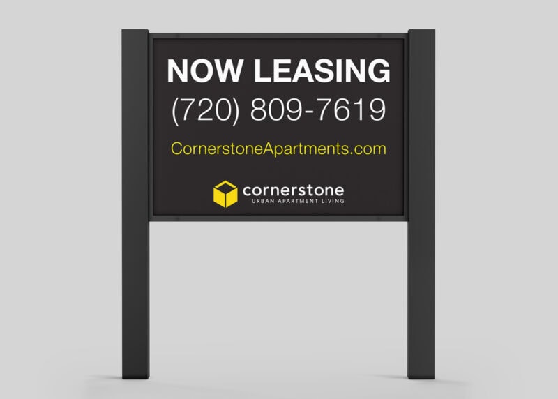 Outdoor signage for Cornerstone Apartment Management