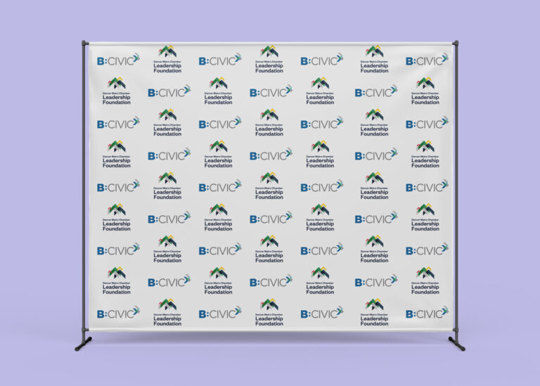 Step and repeat backdrop for B:Civic and The Denver Metro Chamber Leadership Foundation