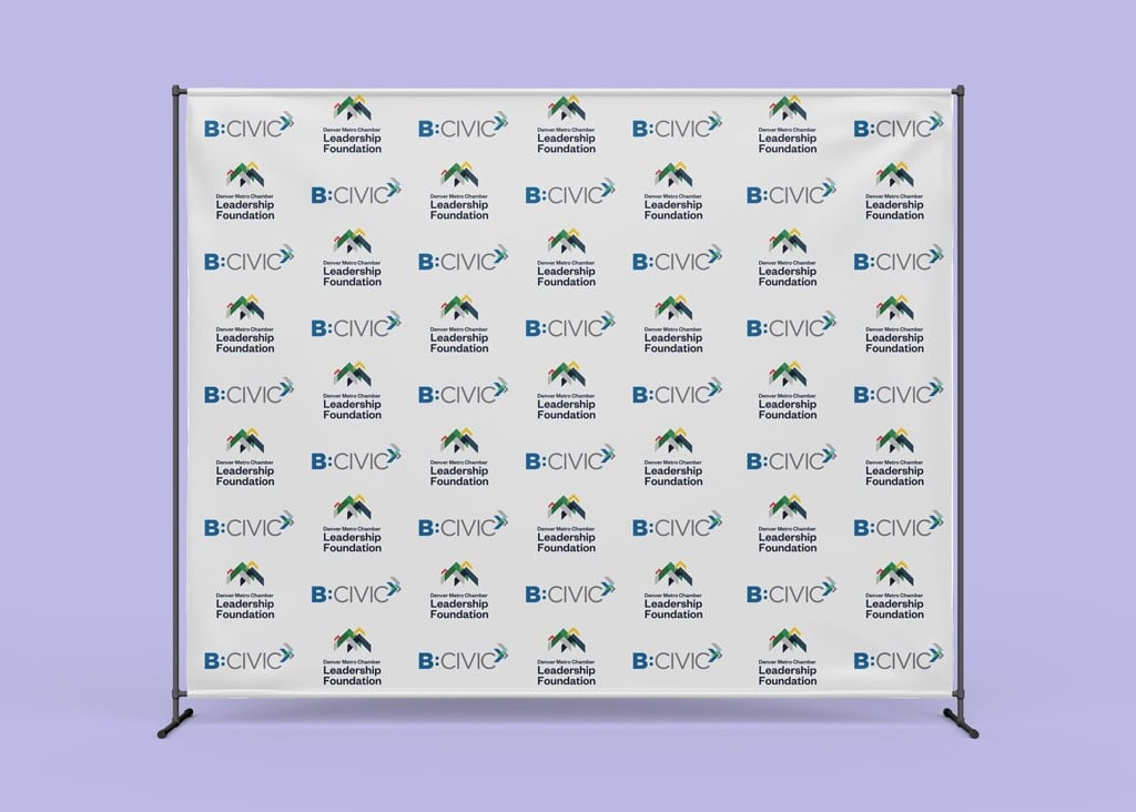Step and repeat backdrop for B:Civic and The Denver Metro Chamber Leadership Foundation