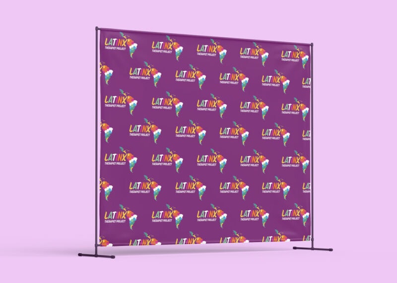 Step and repeat backdrop for the LatinX Therapy Project