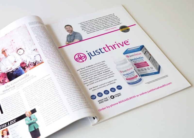 Ad design for Just Thrive Probiotics
