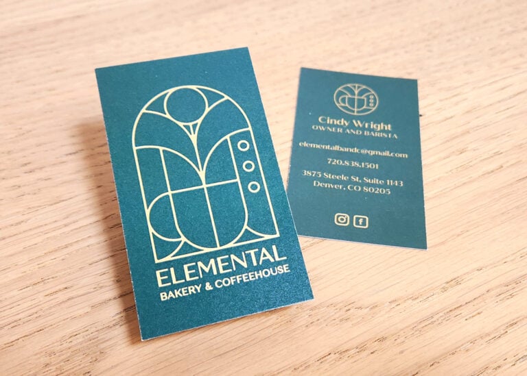 Business cards for Elemental Bakery and Coffee House