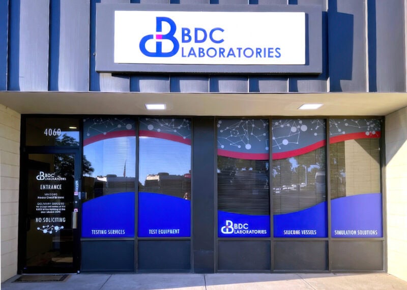 Window graphics for BDC Laboratories