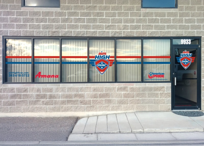 Window graphics for Aim High HVAC