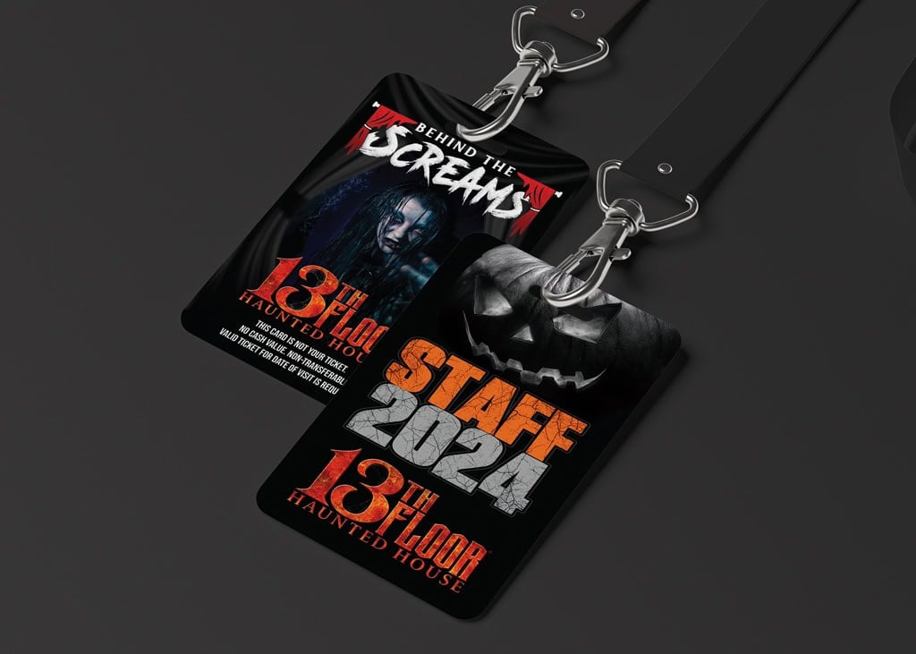 Event badges for the 13th Floor