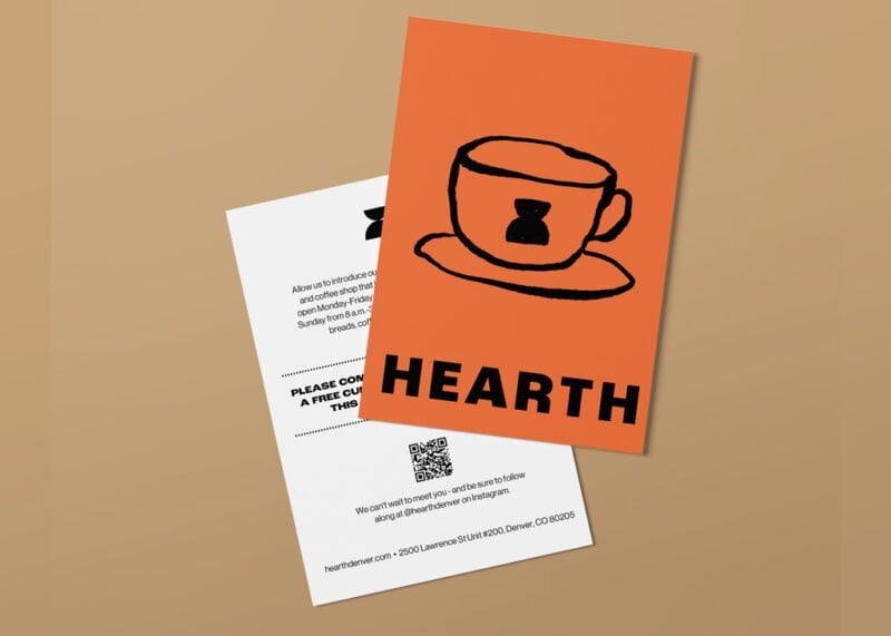 Store opening postcard printing for Hearth